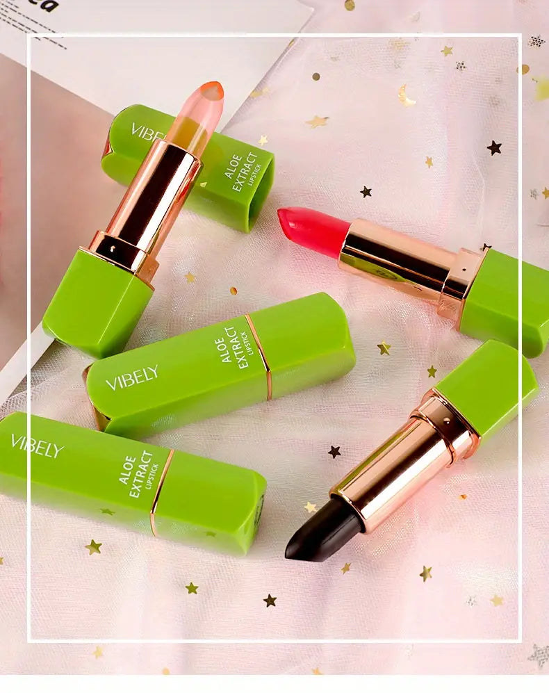 Labial de aloe vera con brillo y cambio de color