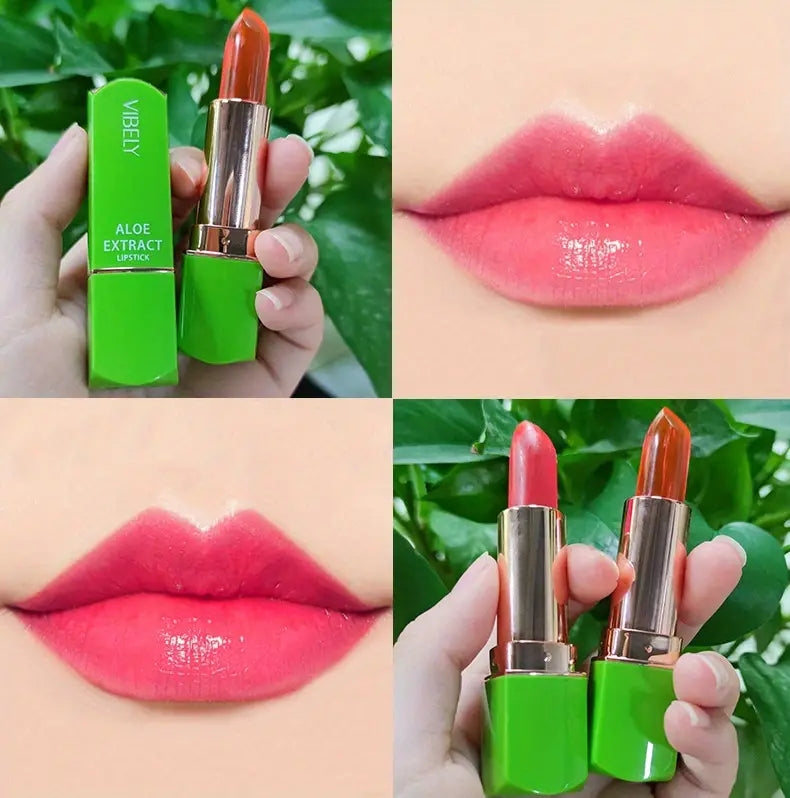 Labial de aloe vera con brillo y cambio de color